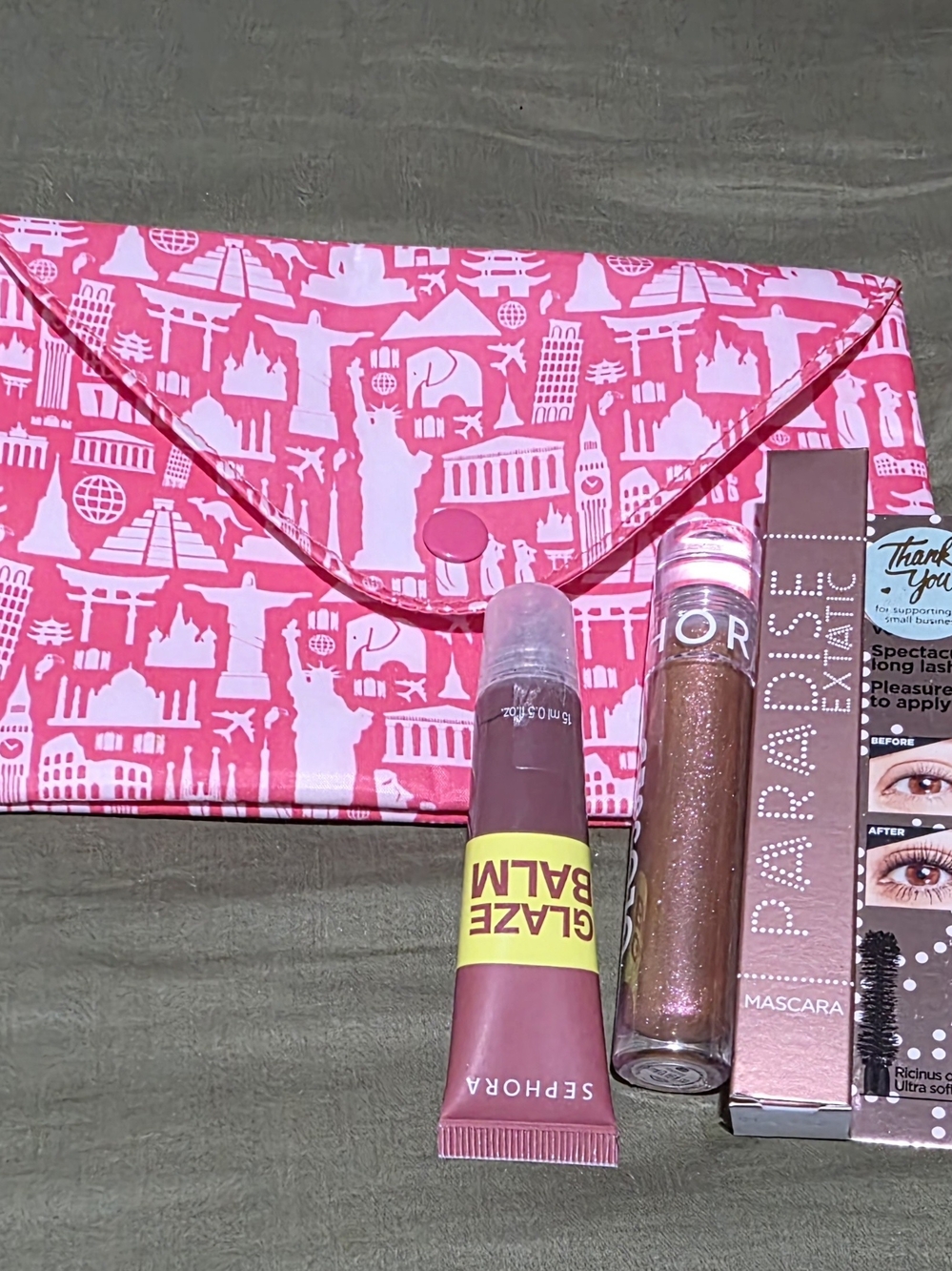 GIVVY ITEM FOR LIVE SHOW Pink Travel Cosmetic Pouch